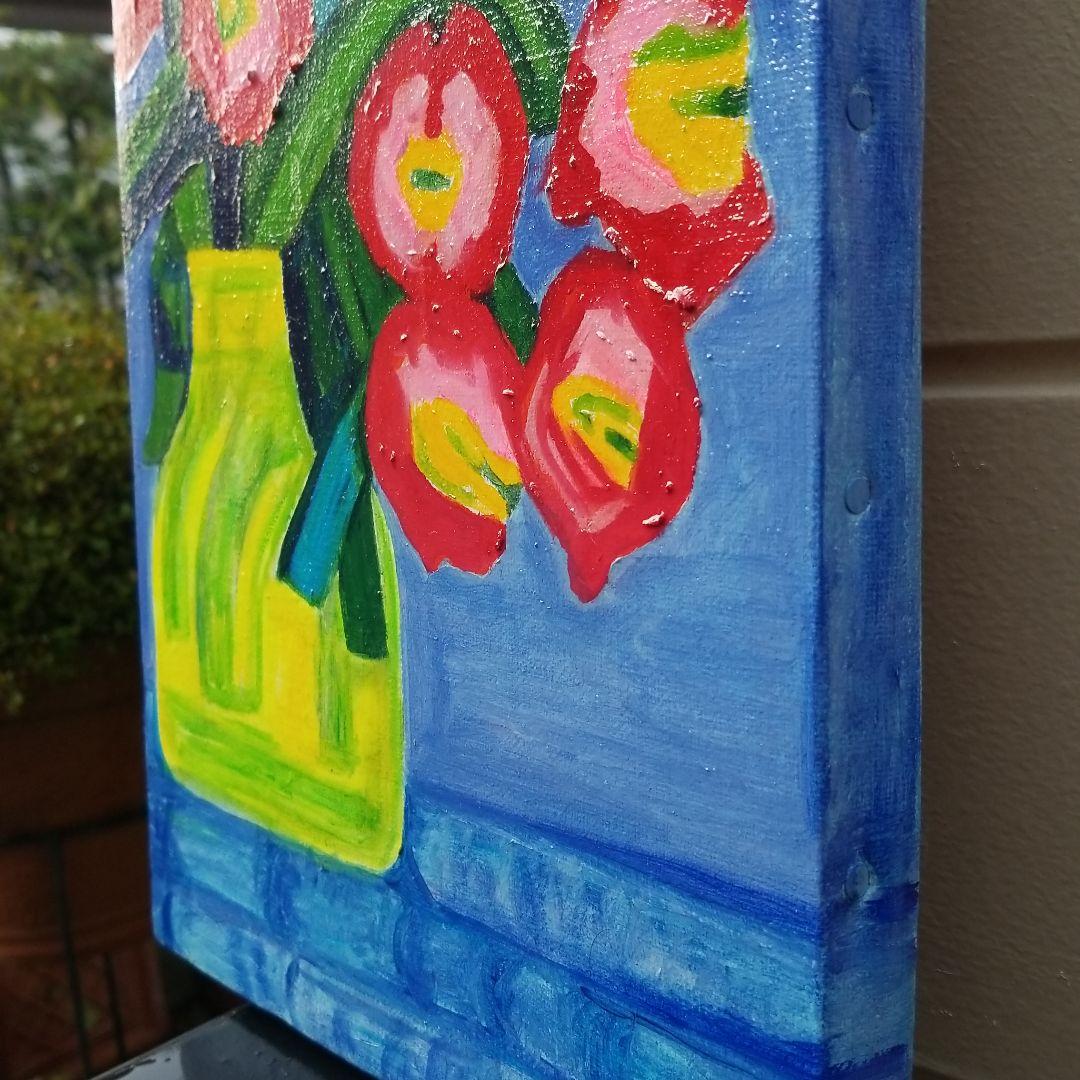 油絵　すみちゃん　花瓶のお花　抽象画