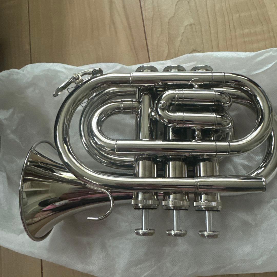 Bbミニポケットトランペット本体 7Cマウスピース付き初心者向け金管楽器
