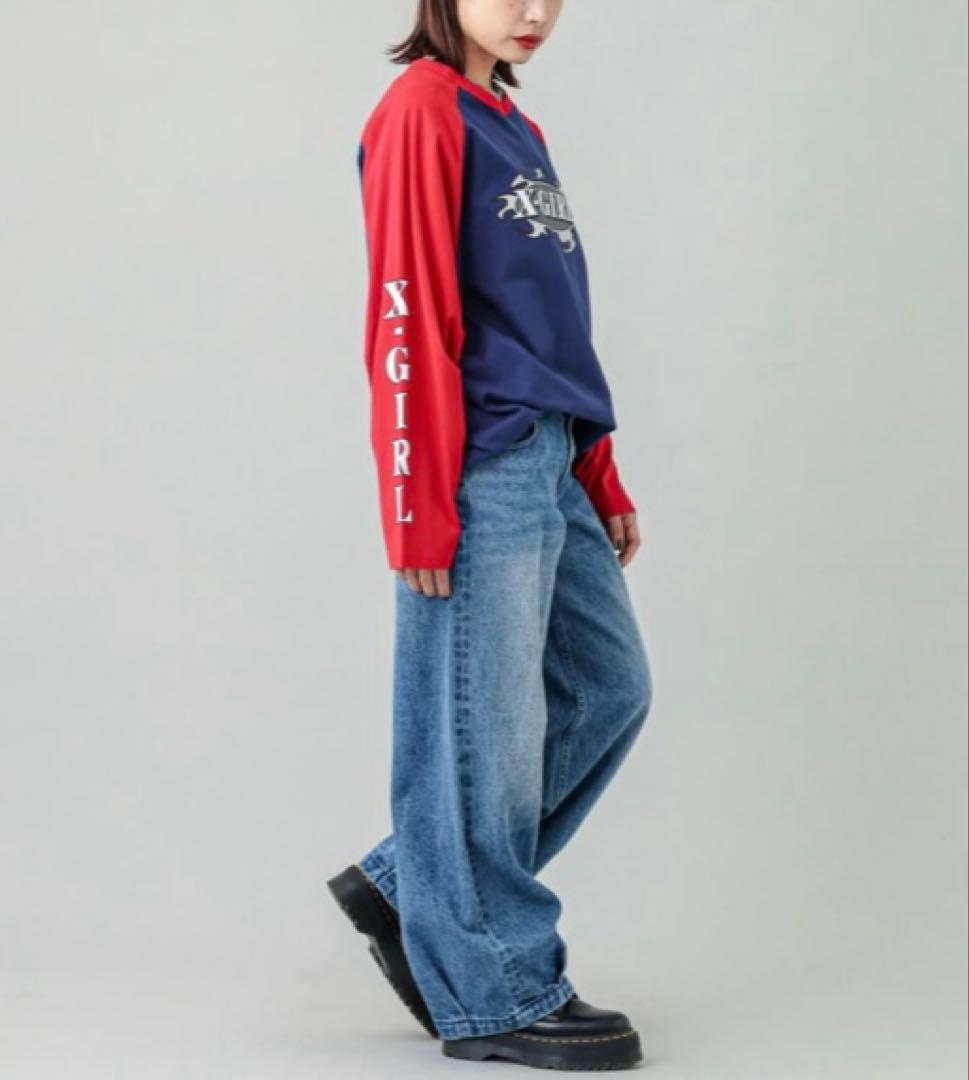 【完売品】あいみょん着用X-girl ロンT長袖リンガーTシャツビッグシルエット