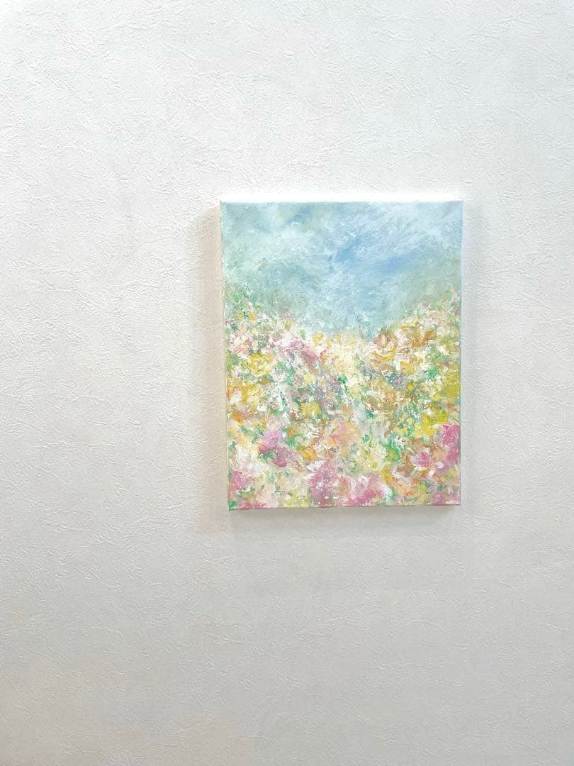 524 抽象画 アクリル画 アート 原画 キャンバスボード F6 春風に乗って