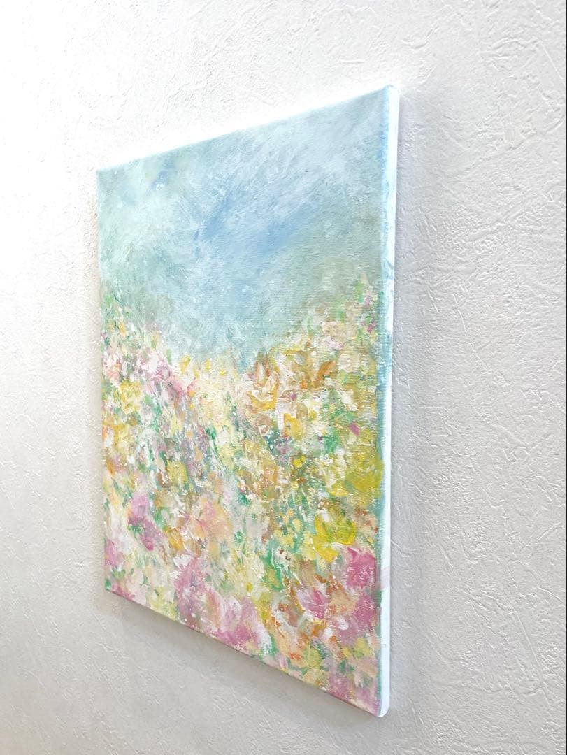 524 抽象画 アクリル画 アート 原画 キャンバスボード F6 春風に乗って