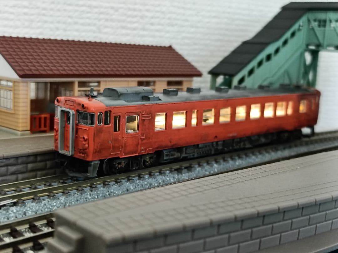 待避線レイアウト キハ40M車 パワーユニット 電動ポイント 駅舎付　フルセット
