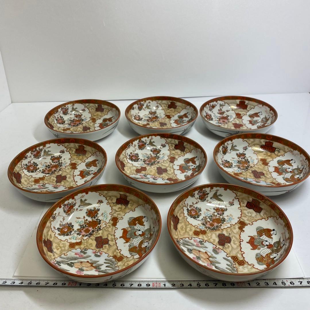 明治初期　金襴手　なます皿　8枚　幅15.7cm 東K7-1216①