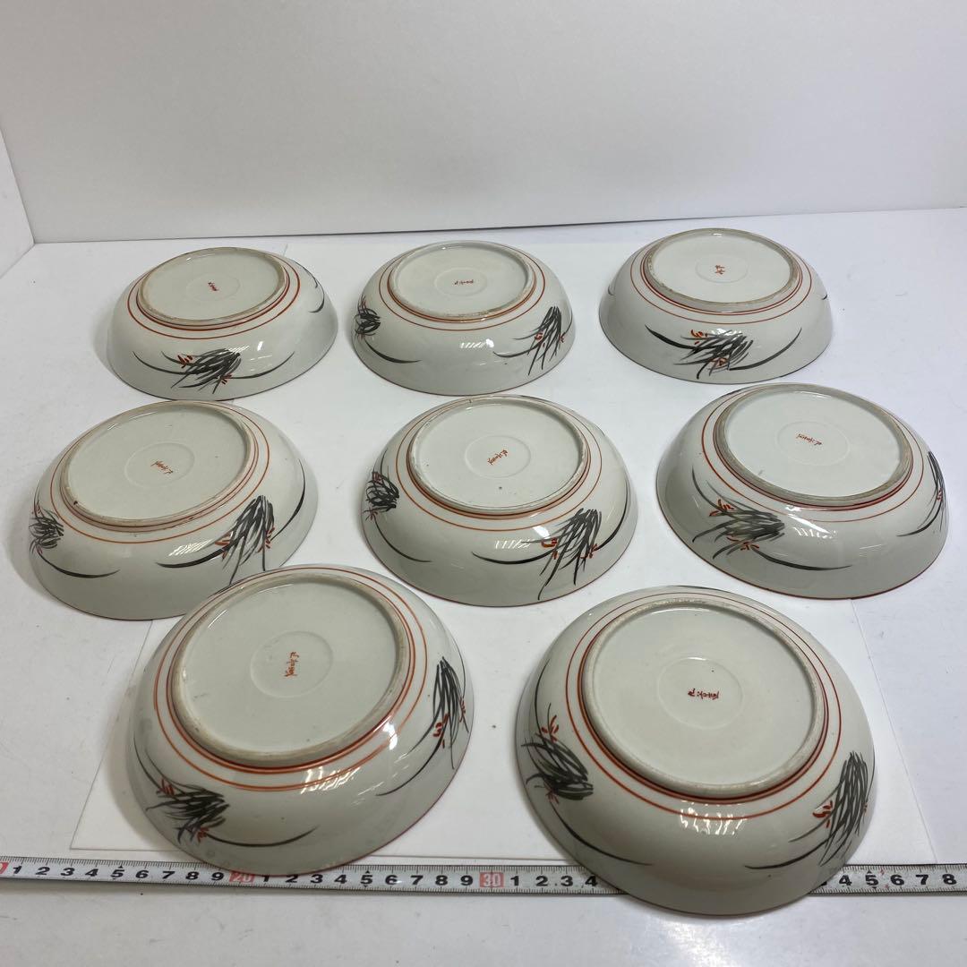 明治初期　金襴手　なます皿　8枚　幅15.7cm 東K7-1216①