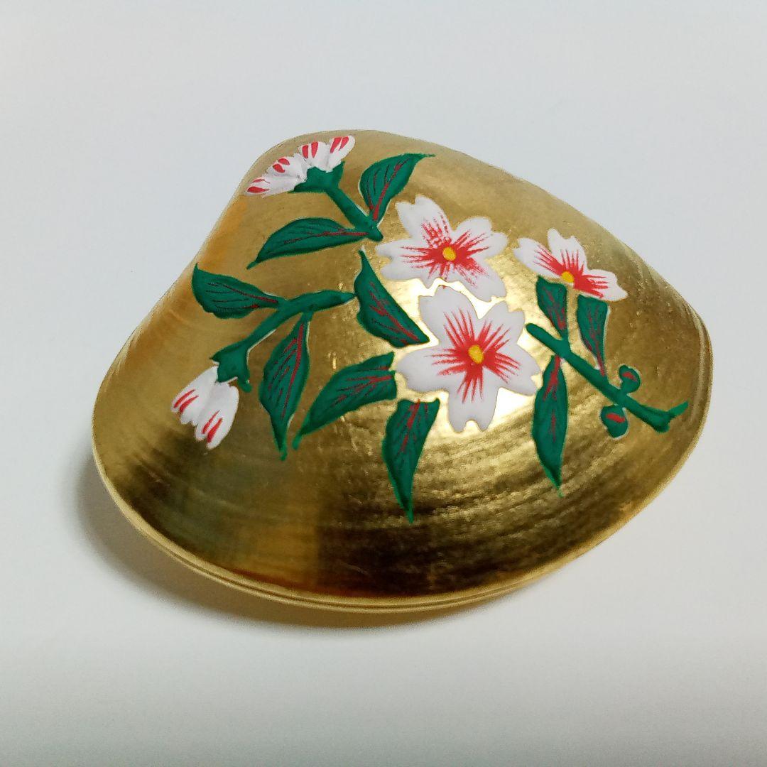 香合　桜蒔絵　蛤香合　早見征一