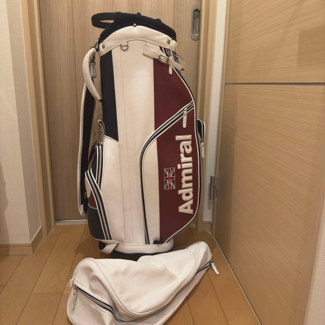 美品Admiral ゴルフ　キャリバッグ　ホワイト　カバーあり合皮