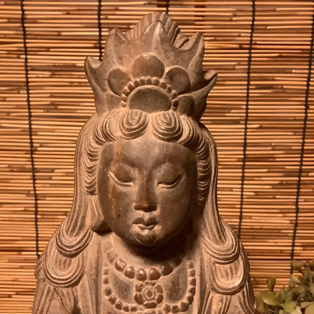 中国・初唐代石仏「水瓶観世音菩薩立像」初唐様式・大乗仏教寺院放出・極上大型