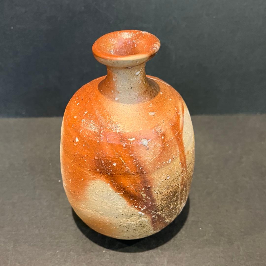 新品　人間国宝　伊勢崎淳　徳利／陶歴共布共箱あり　緋襷　個展購入品