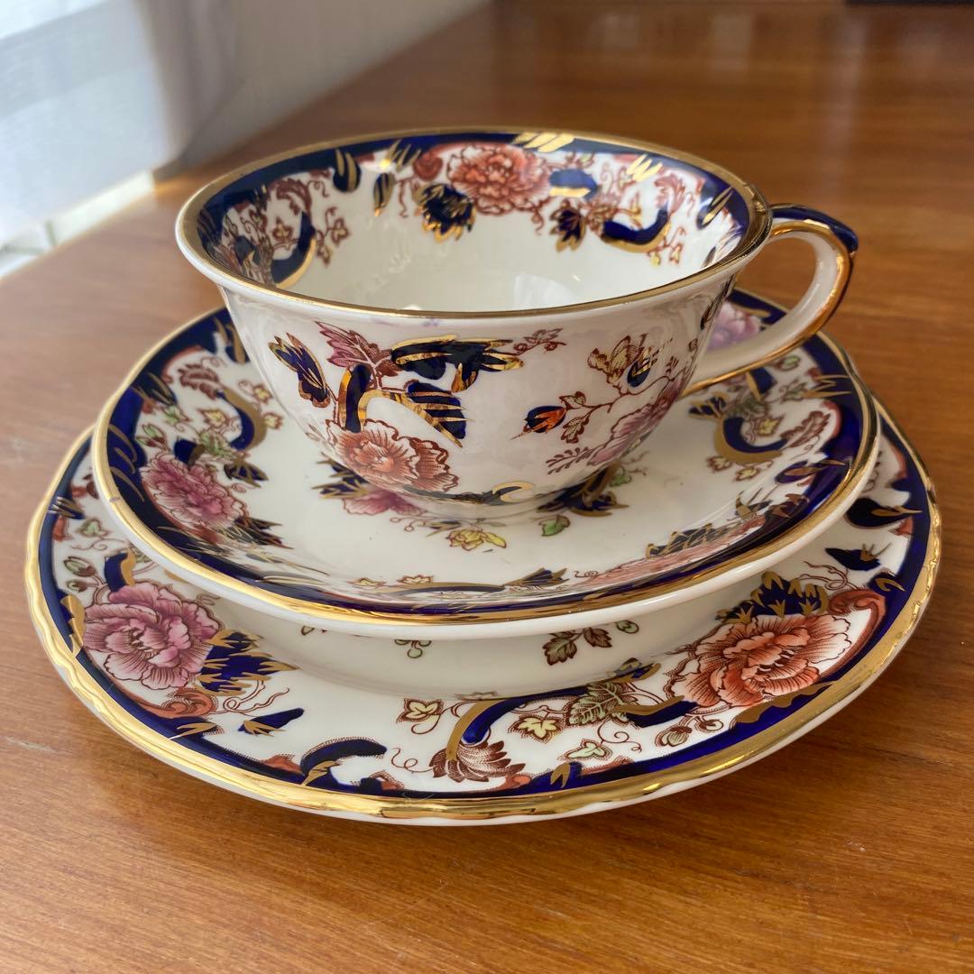 メイソンズ　ブルー　マンダレイ　ピオニー　カップ　ソーサー　プレート　2客セット