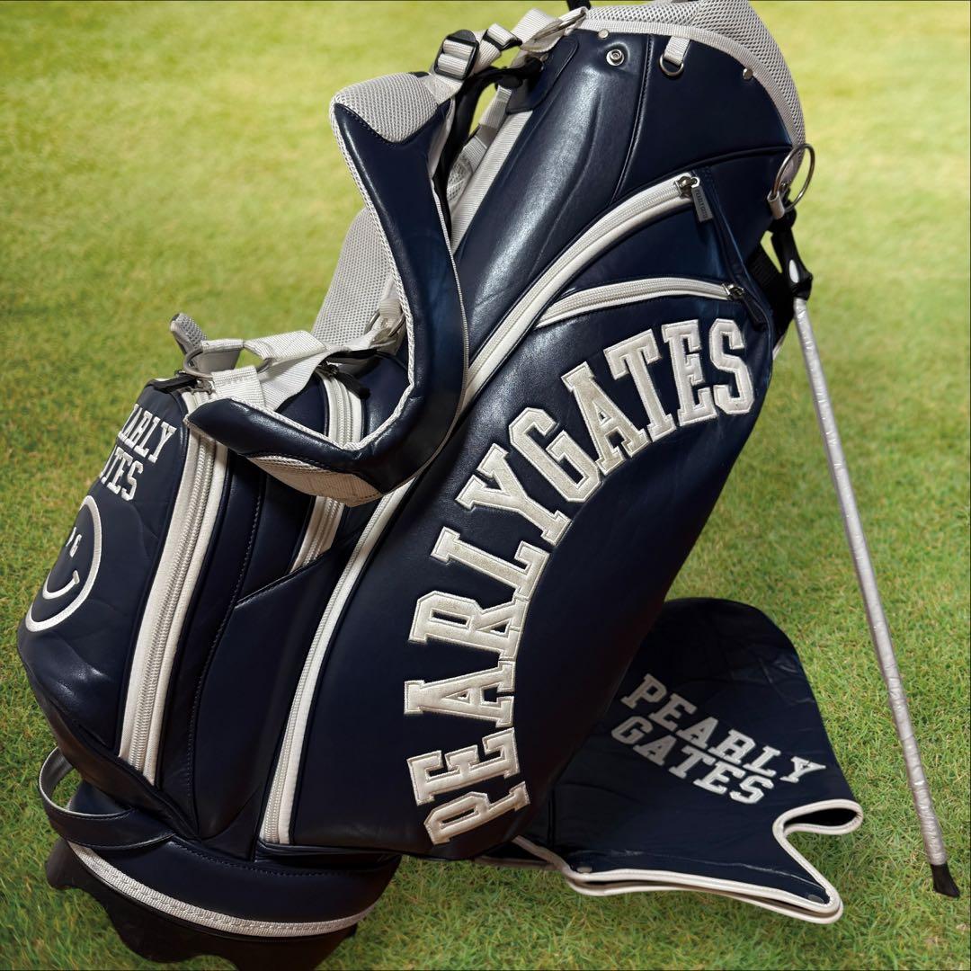 パーリーゲイツ　キャディバッグ　ショルダー式　スタンド式　軽量　紺　ネイビー