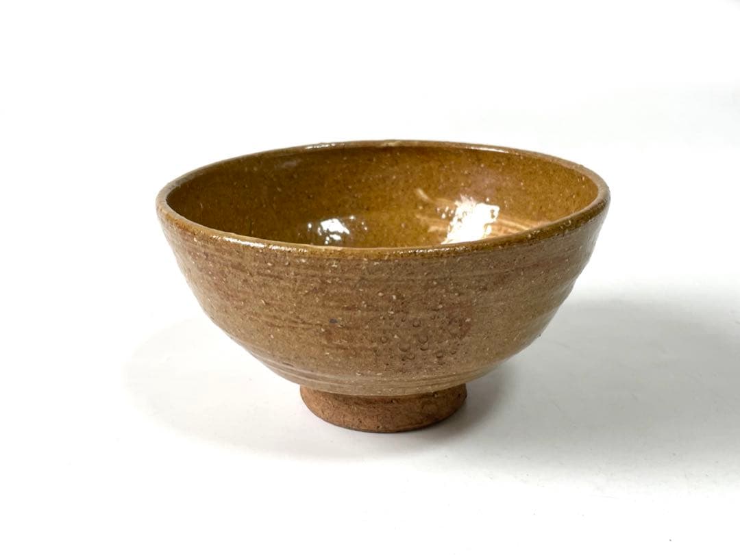 陶芸家　作家物　九代　長岡住右衛門　長岡空味 刷毛目茶碗　伊羅保　出雲　楽山焼