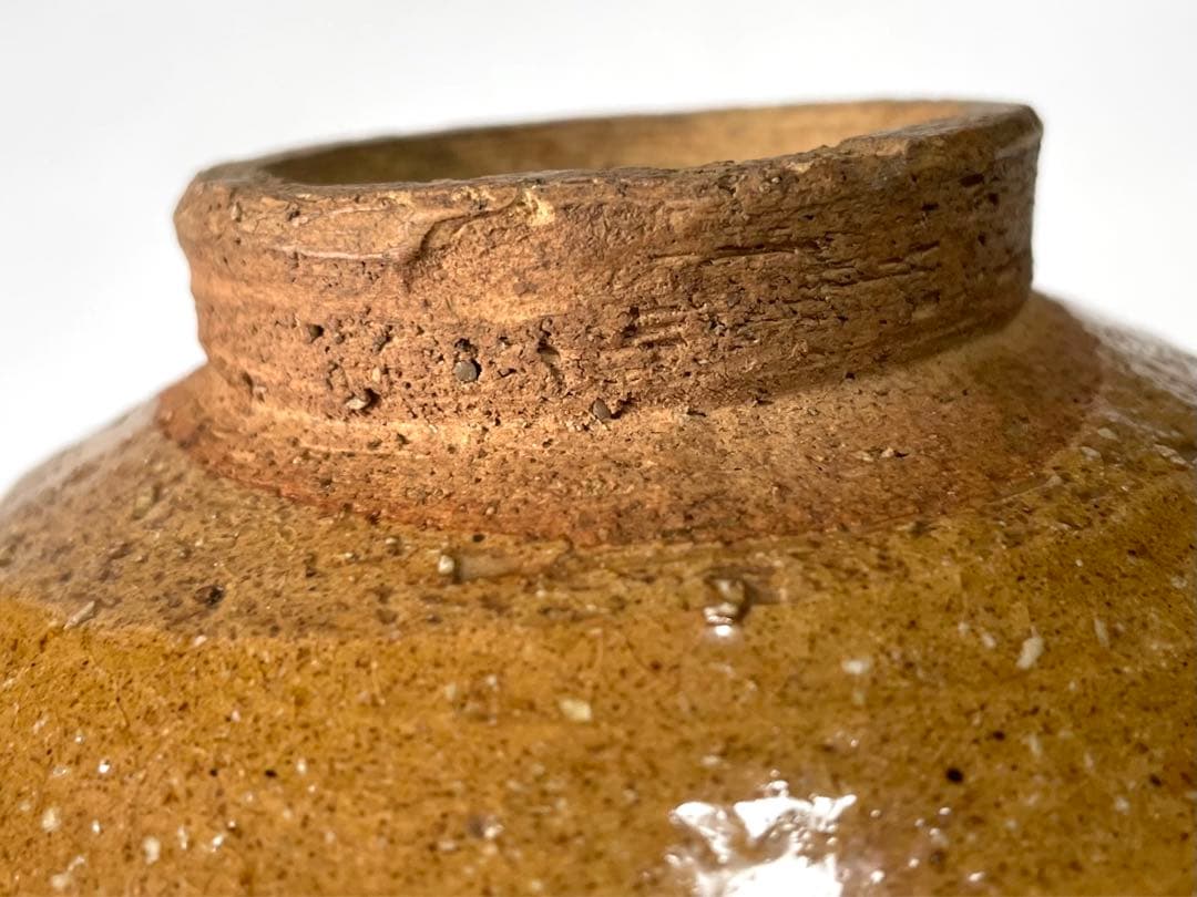 陶芸家　作家物　九代　長岡住右衛門　長岡空味 刷毛目茶碗　伊羅保　出雲　楽山焼