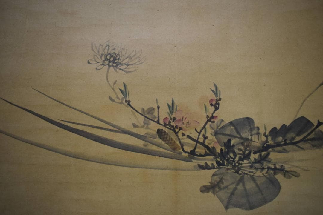 真作/藤井松林/四君子/花鳥図/横物/布袋屋掛軸HJ-669