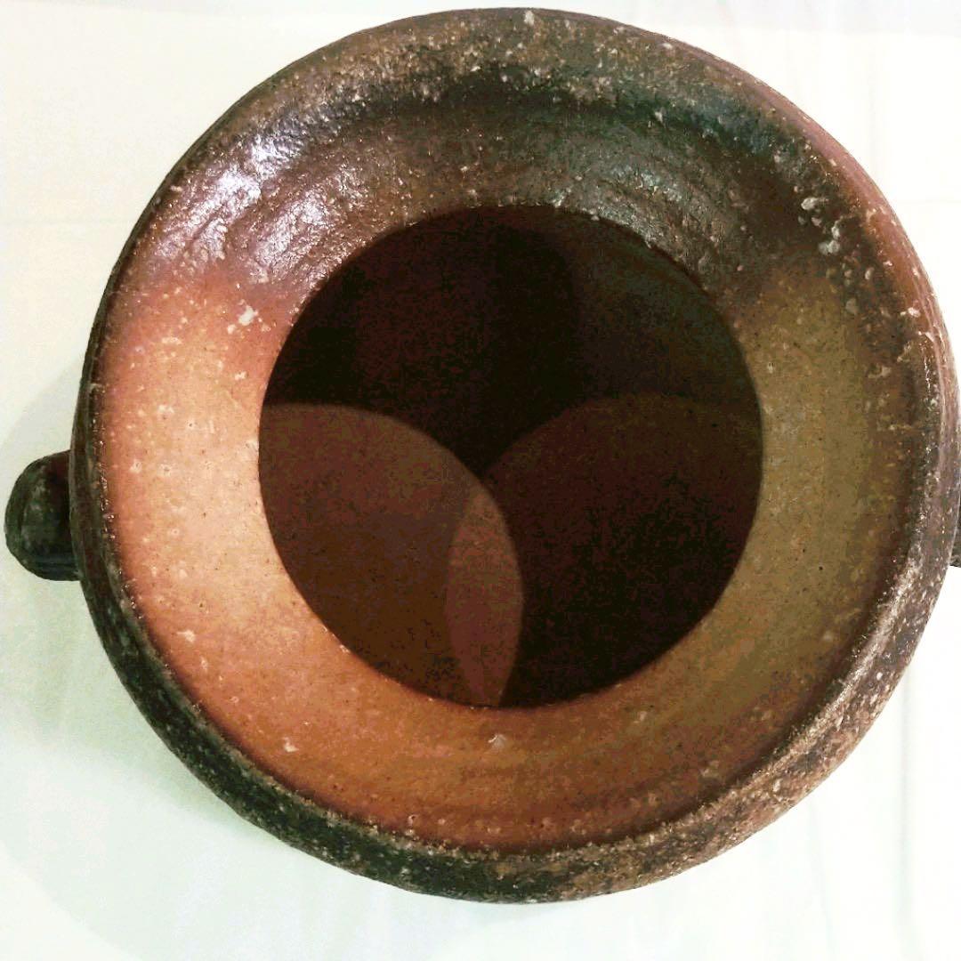 【茶道具】古来窯　上田光春作　信楽耳付水指