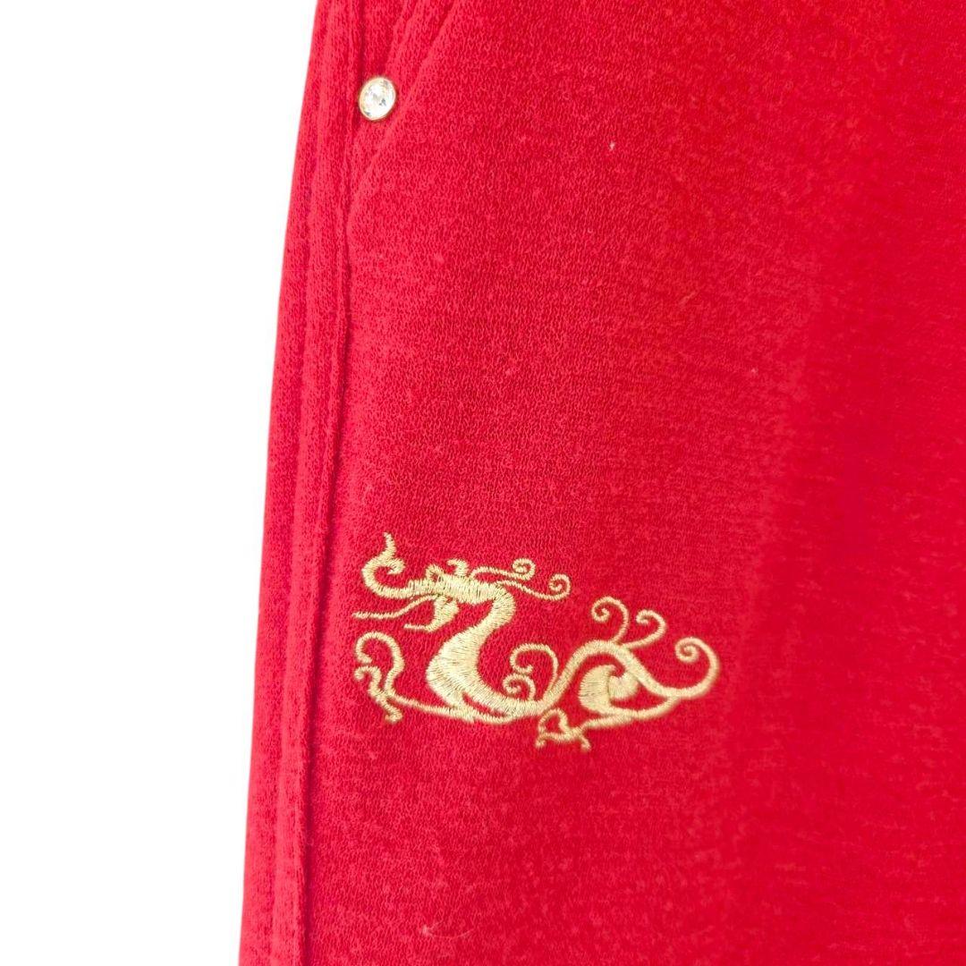 ​【定価3.4万】ダンスウィズドラゴン 豪華刺繍 ストレッチパンツ 4 XL 赤