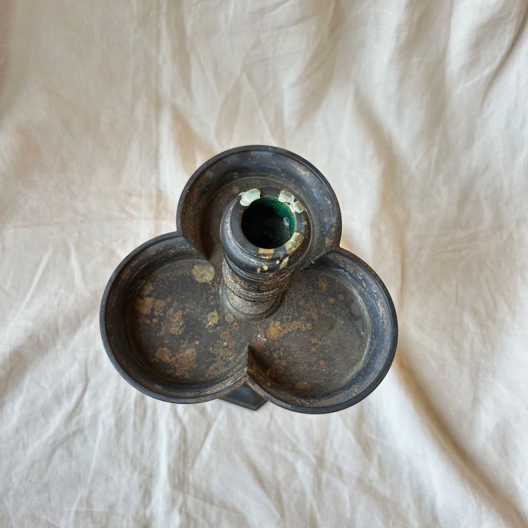 希少　フランスアンティーク 真鍮製 燭台 特大36cm 3つ葉　店舗什器　A