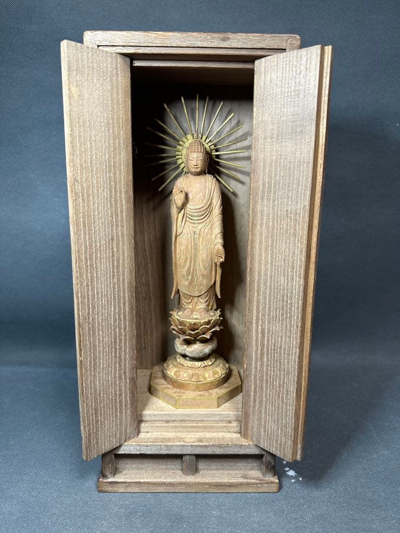 インド　白檀　木彫り　仏教美術　仏像 骨董 木像　木製　仏教　アンティー