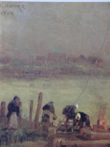 青木繁、【月下滞船】、豪華・希少画集画、新品高級額・額装付、状態良好