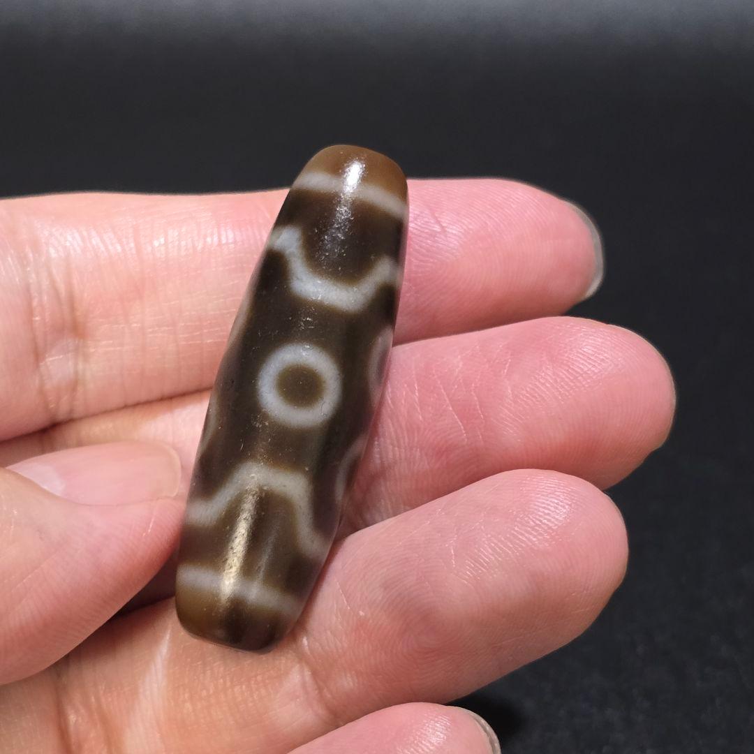 A3 老礦三色天珠　七眼　天珠　美品　天然石　鉱物　風水　開運　御守　チベット