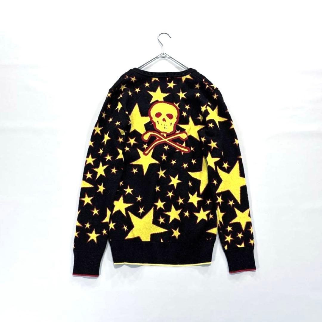マークアンドロナ　M ニットセーター　スカル　スター　ブラック　イエロー
