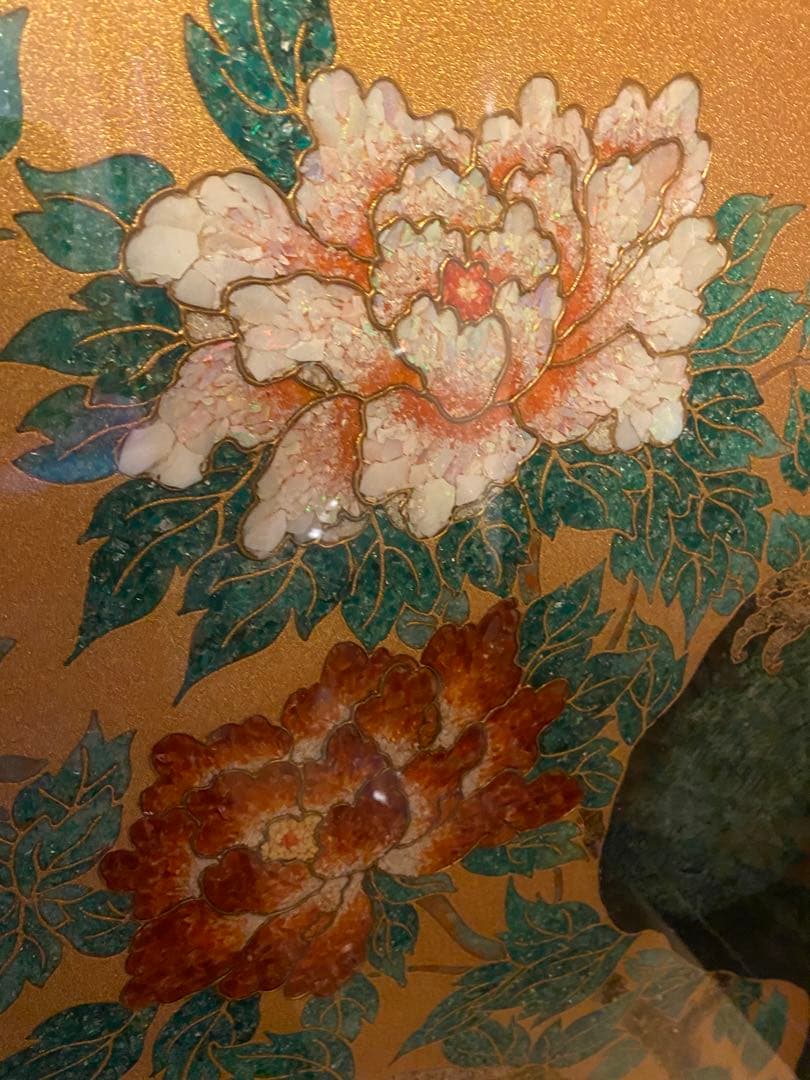 豪華絢爛⭐︎表面ガード付き　孔雀と花の衝立　ダイヤモンド入り（目）