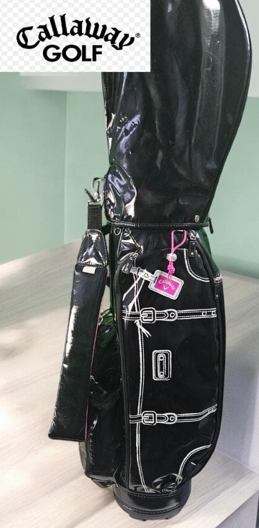 松田幸司/　Callaway 高級エナメルキャディバッグ ブラック・ピンク