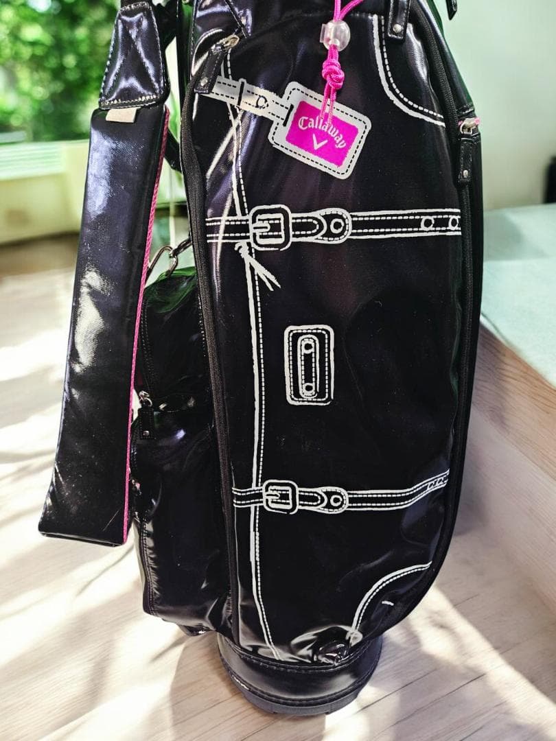 松田幸司/　Callaway 高級エナメルキャディバッグ ブラック・ピンク