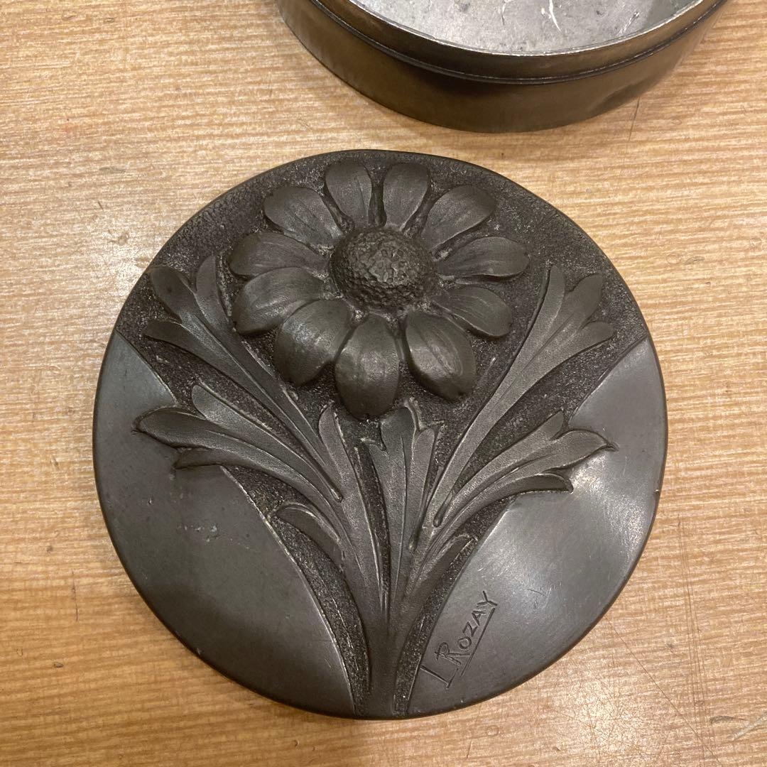 フランスアンティーク　ピューター　トリンケットボックス