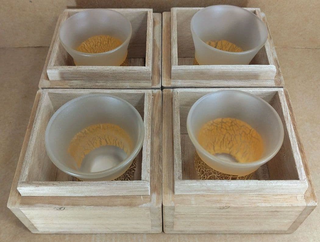 4点セット【本物保証】藤田喬平 手吹 金彩ぐい呑 共箱 文化勲章受章 ガラス工芸