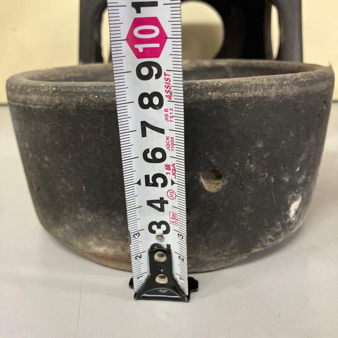 A-壁 昭和レトロ 古民具 古道具 時代物 猫火鉢 陶器製 黒 火鉢 火鉢