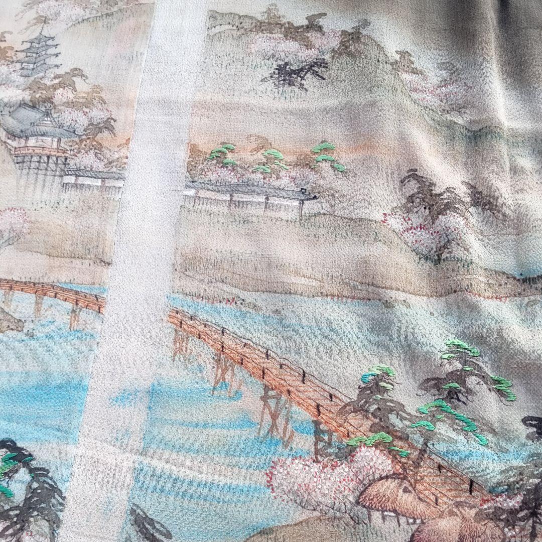 江戸ちりめん　縮緬　曙染　古布　刺繍　小袖裂　アンティーク　リメイク　着物　骨董