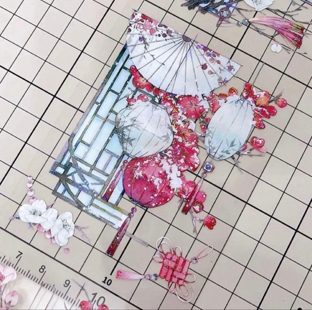 贝壳光 瑞雪寻梅 7.5cm×5m 海外マスキングテープ　海外マステ　和柄