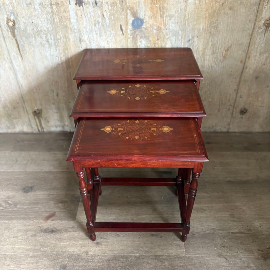 金工象嵌　ネストテーブル　ヴィンテージ　ローズウッド