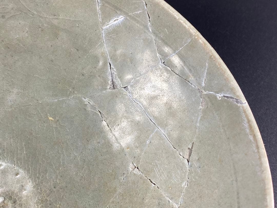 高麗青磁 鉢 大碗 傷有 残器 陶片 見本品参考品 金継ぎ用 時代物 径19cm
