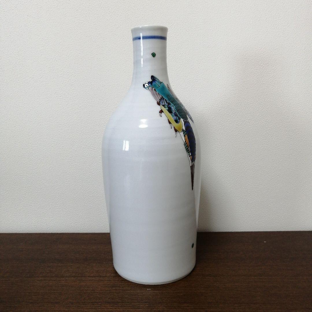 武腰潤　川蝉小口瓶　九谷焼　共箱　高さ24.5㎝