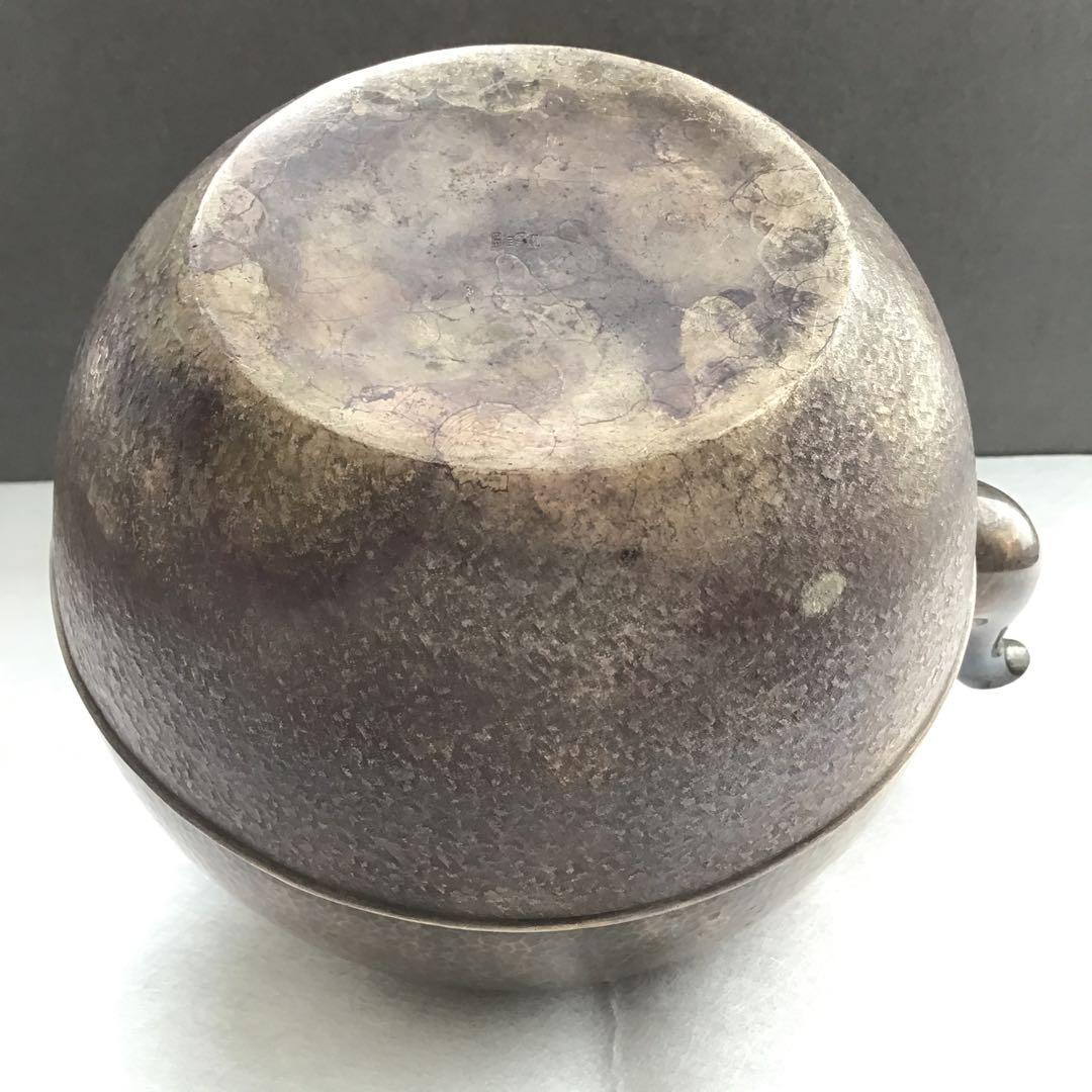 茶道具　湯沸　純銀望月形湯沸　目方百貮拾匁(約450g) 共箱　S218YW