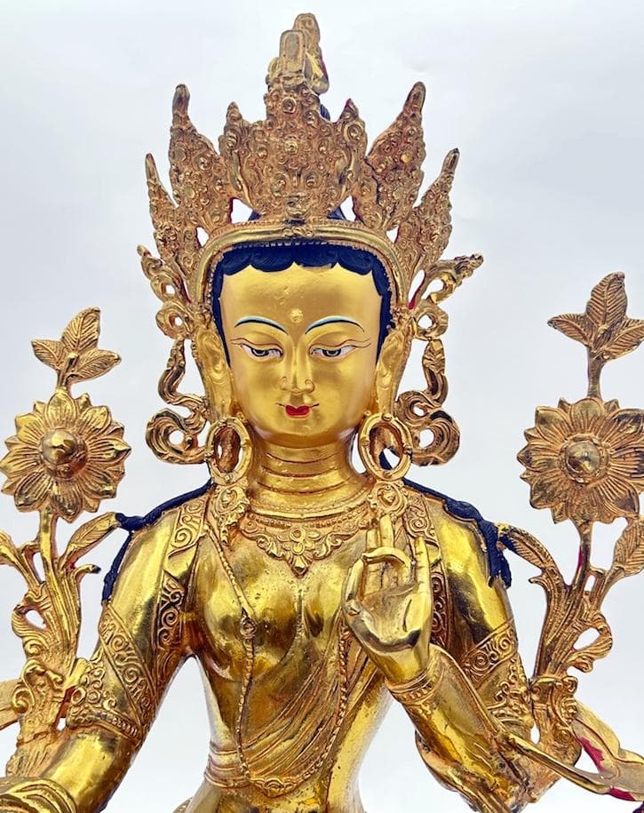 ◆グリーンターラー（緑多羅菩薩）像◆仏教　チベット/高さ約45cm