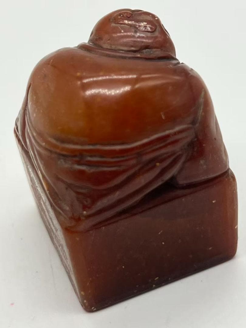 清時代 寿山石印 布袋仙人鈕 印文【人莫如故】 篆刻印鑑 収蔵印(F-238）