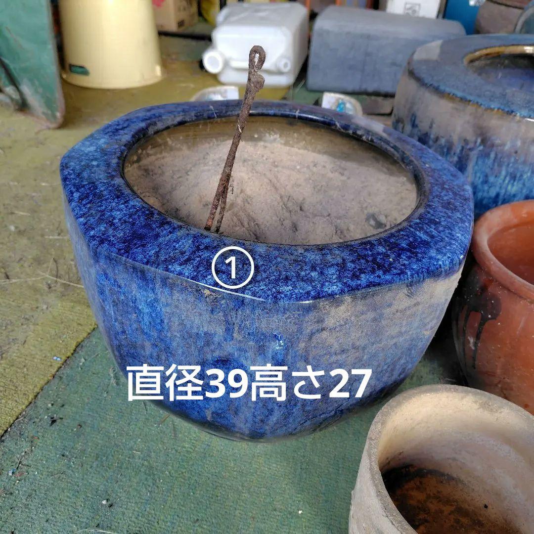 関西地方 青色・緑色　陶器火鉢　引き取りのみ！！　3つセット