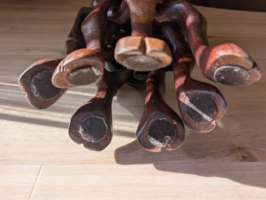 即発送★アンティーク木彫 一本彫り 駱駝型 折り畳み式 花台ラクダ置物 古道具