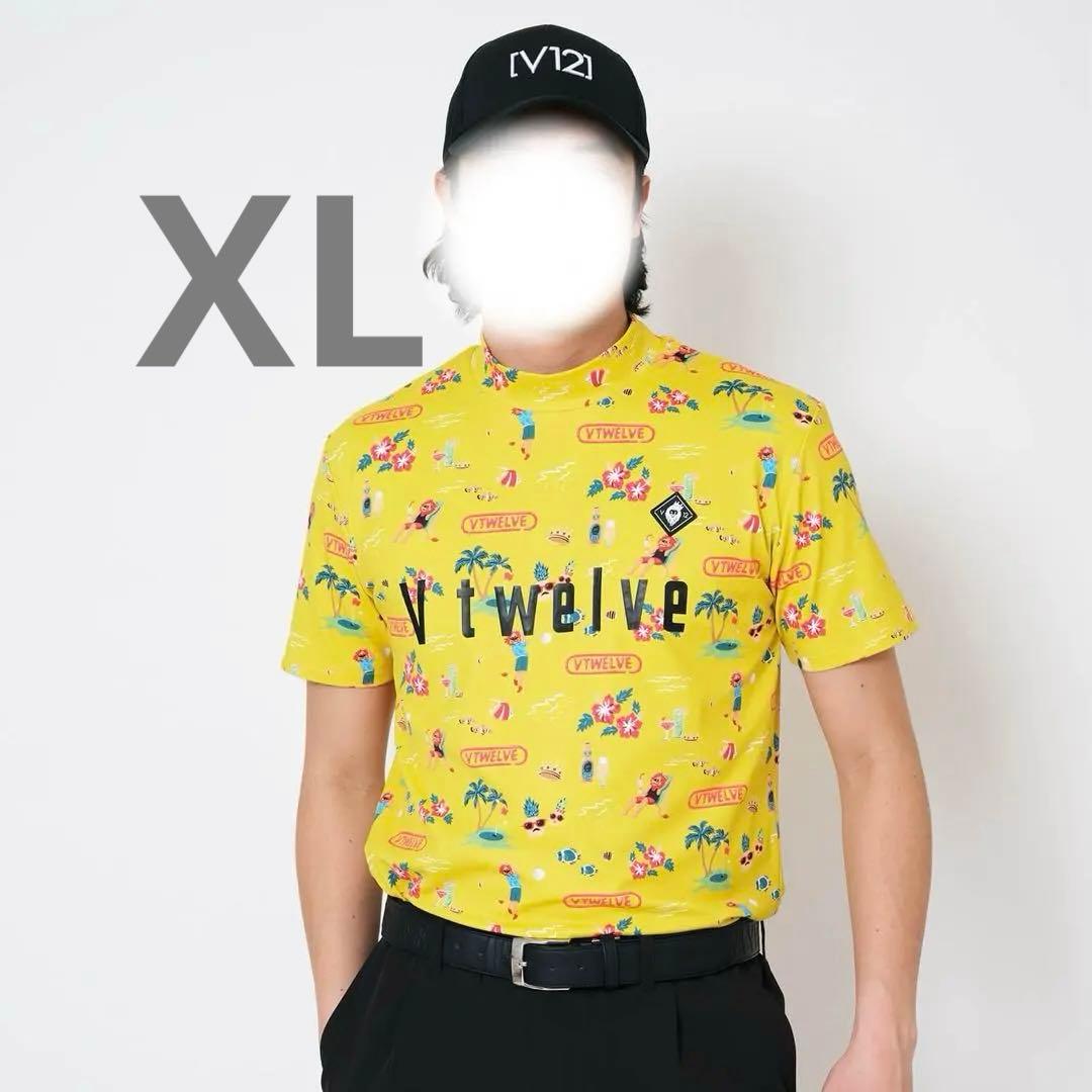 ⭐︎新品未使用Ｖ12⭐︎定価19800円⭐︎LEON⭐︎総柄モックネックyellowXL