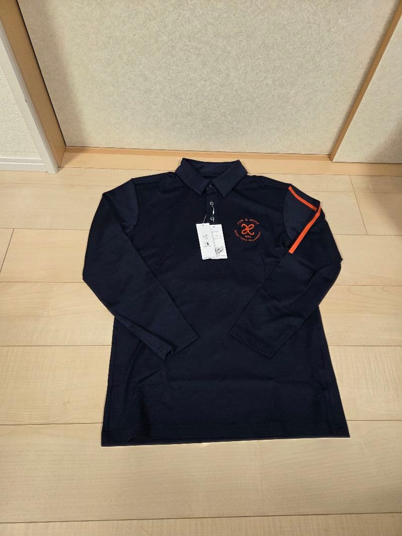 新品 ジュンアンドロペ 長袖ポロシャツ メンズ ゴルフウェア ネイビー Mサイズ