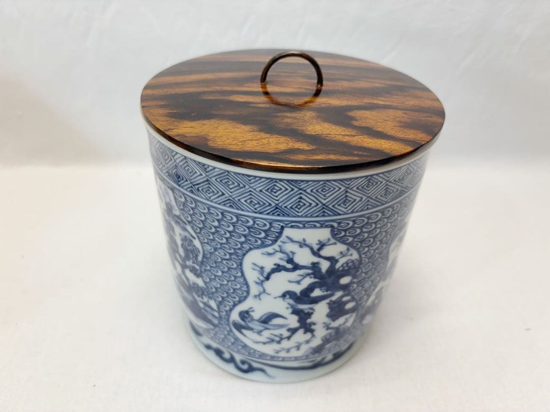 未使用 茶道具 庄左ェ门 造 一重口祥瑞水指 押小路 黒柿蓋 底印 共箱