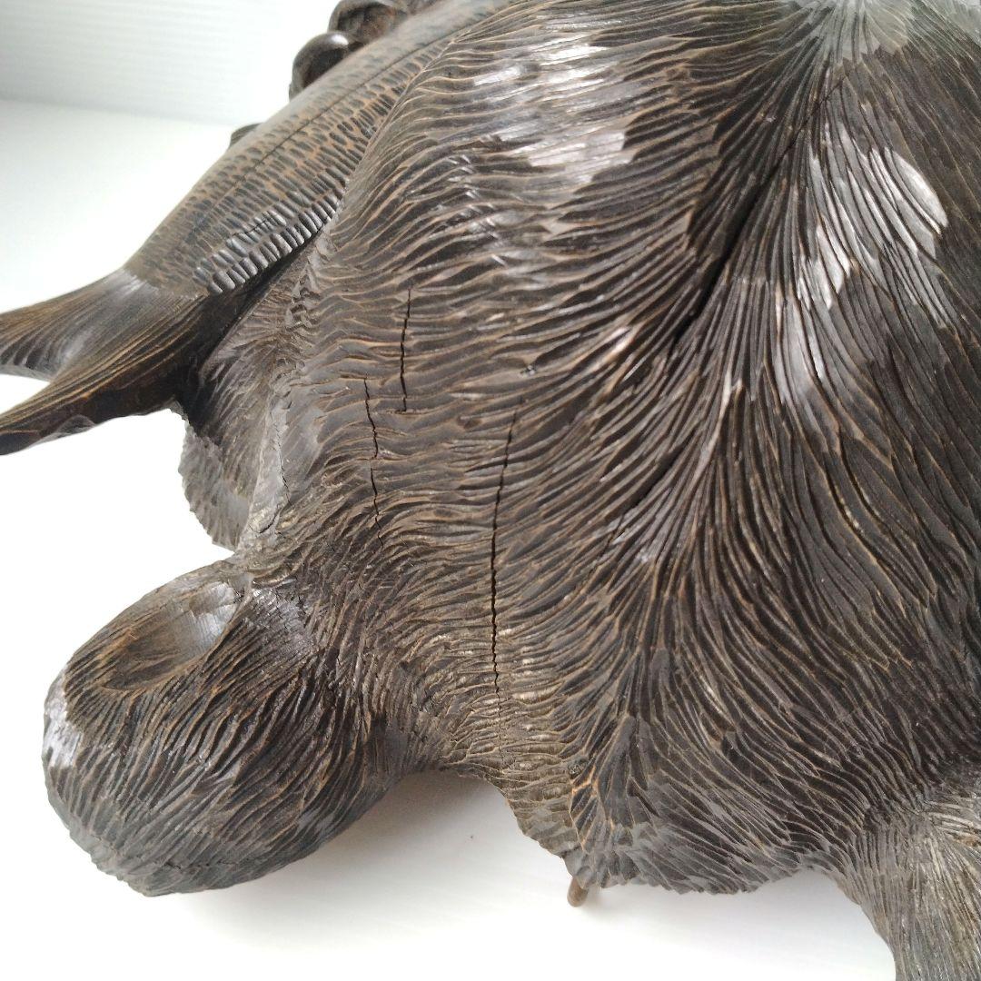 木彫り 熊 クマ 木彫り熊 彫刻熊 一刀彫 壁掛け 頭部 頭 鮭食い熊 北海道