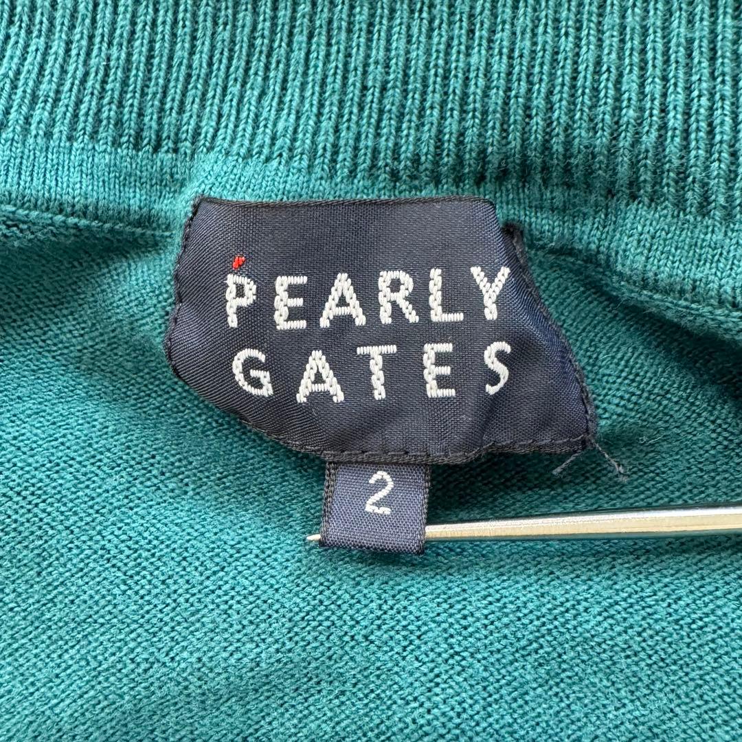 パーリーゲイツ【2】緑系 ロゴ入り タートルネック 長袖ニット 春秋 綿混み