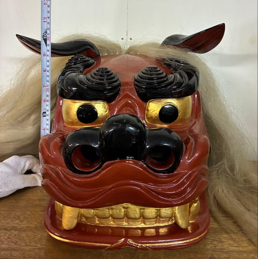 獅子舞　獅子頭　木彫　魔除け　祭　置物　古美術　神楽