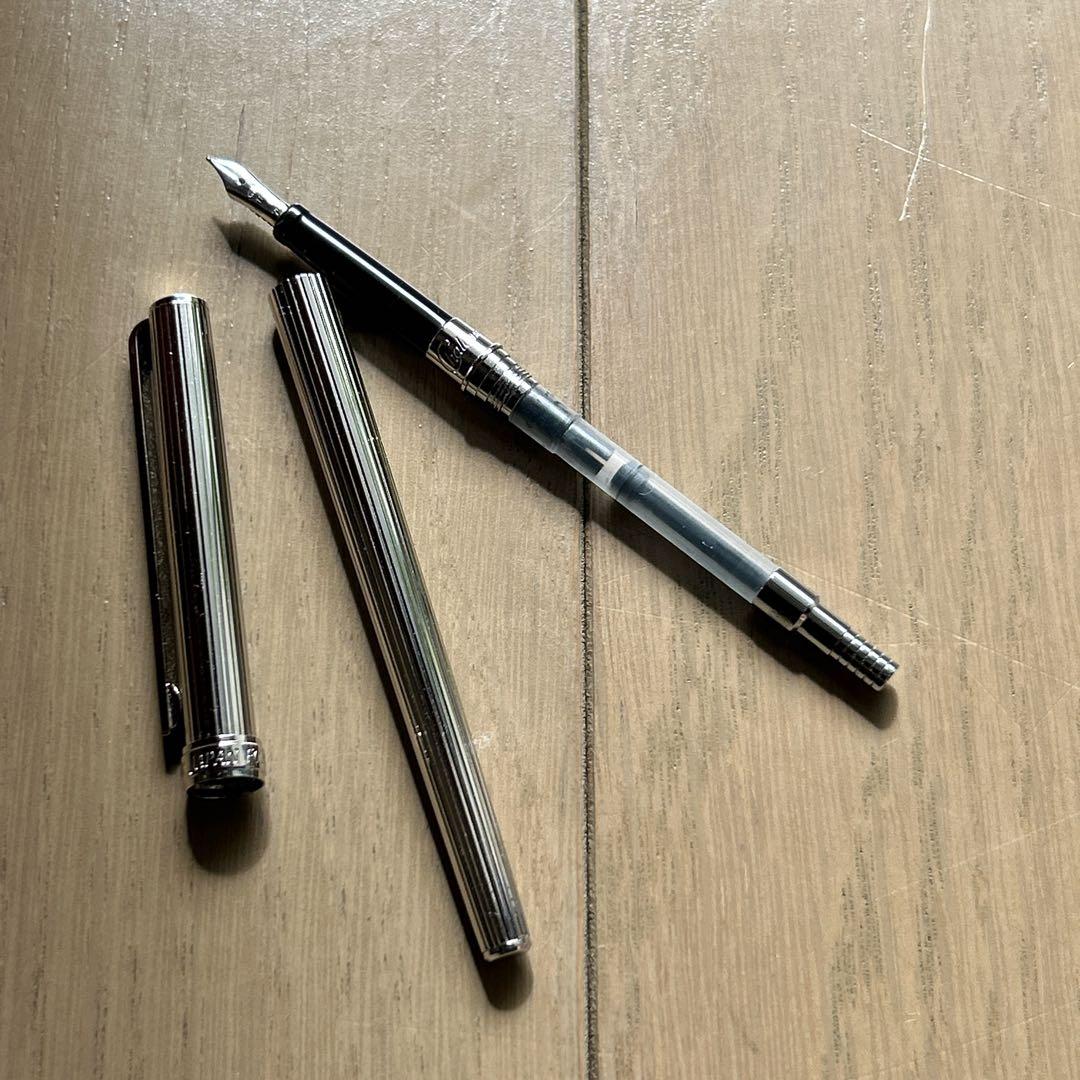 シャレーナ銀 EF ストライプ ブラック セーラー万年筆