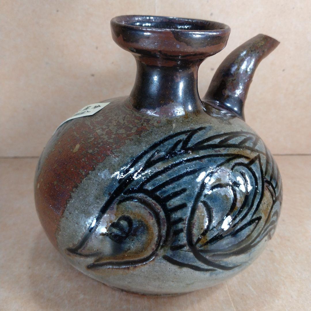 目がハート！大珍品【本物保証】金城次郎 壷屋焼 カラカラ(笑魚）共箱 人間国宝