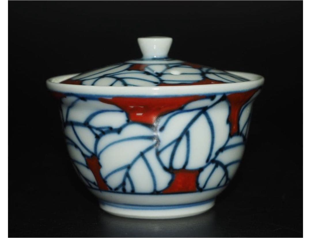 送料無料 京焼　七甫造　色絵青花玉露茶器揃　小振り・手描き・精巧作り　煎茶道具