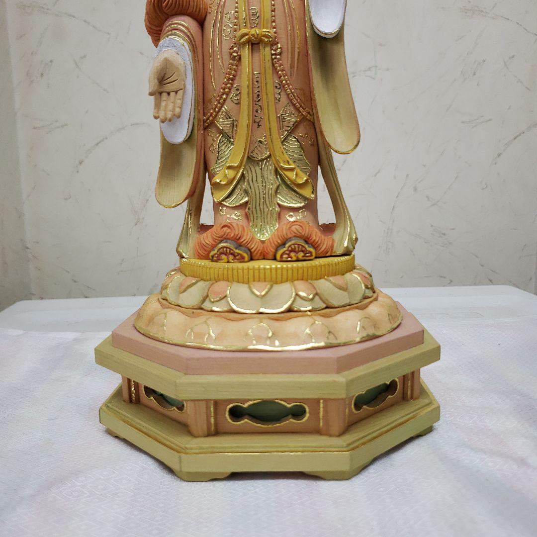 Ｂフライデー蔵出し特価　美しい仏像★ヒバ材 淡彩色錐金 吉祥天6寸★毘沙門天の妃